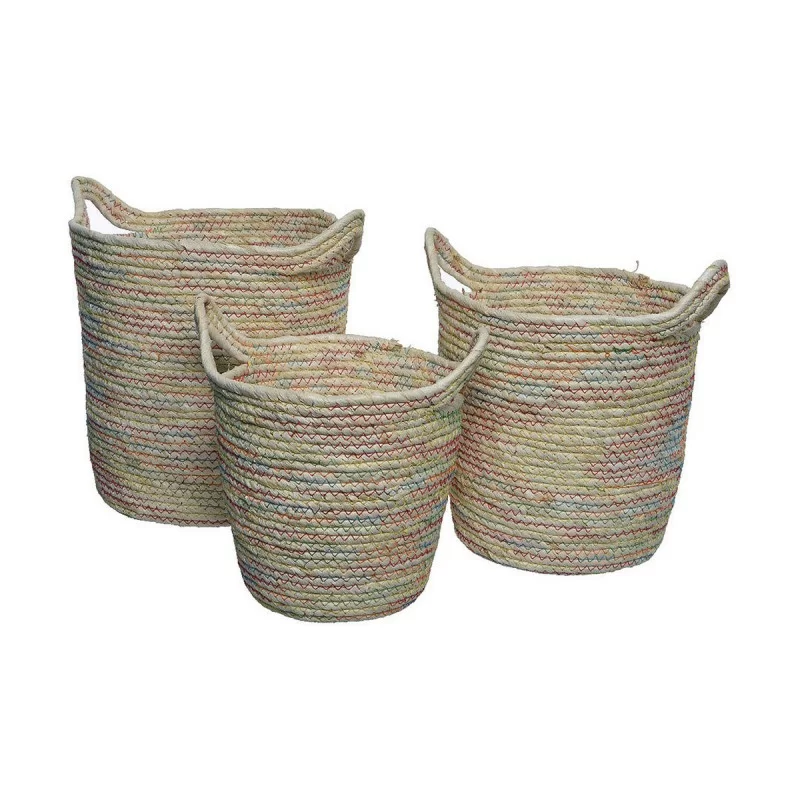 Set of Baskets Decoris With handles Sand wicker 3 Pieces