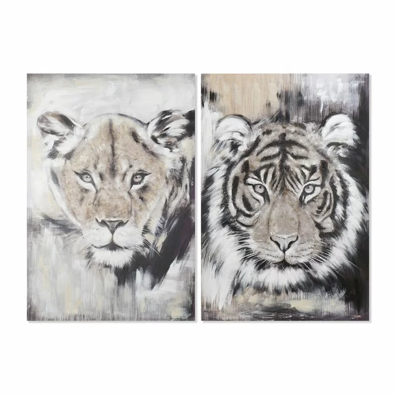 Painting DKD Home Decor Tiger Colonial 80 x 3 x 120 cm (2 Units)