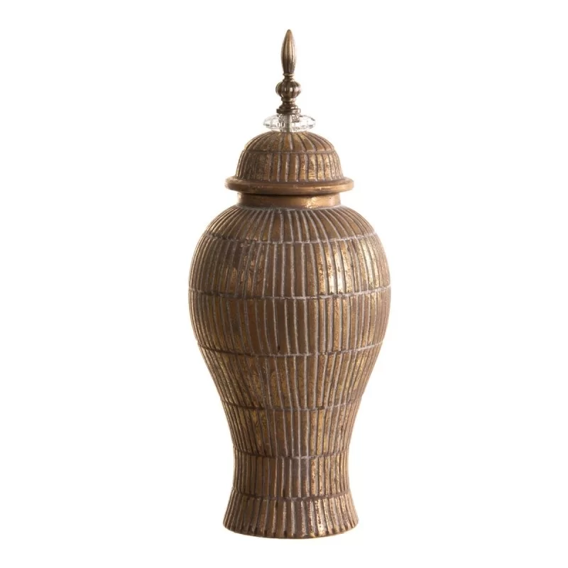 Vase 19 x 19 x 43 cm Ceramic Golden White