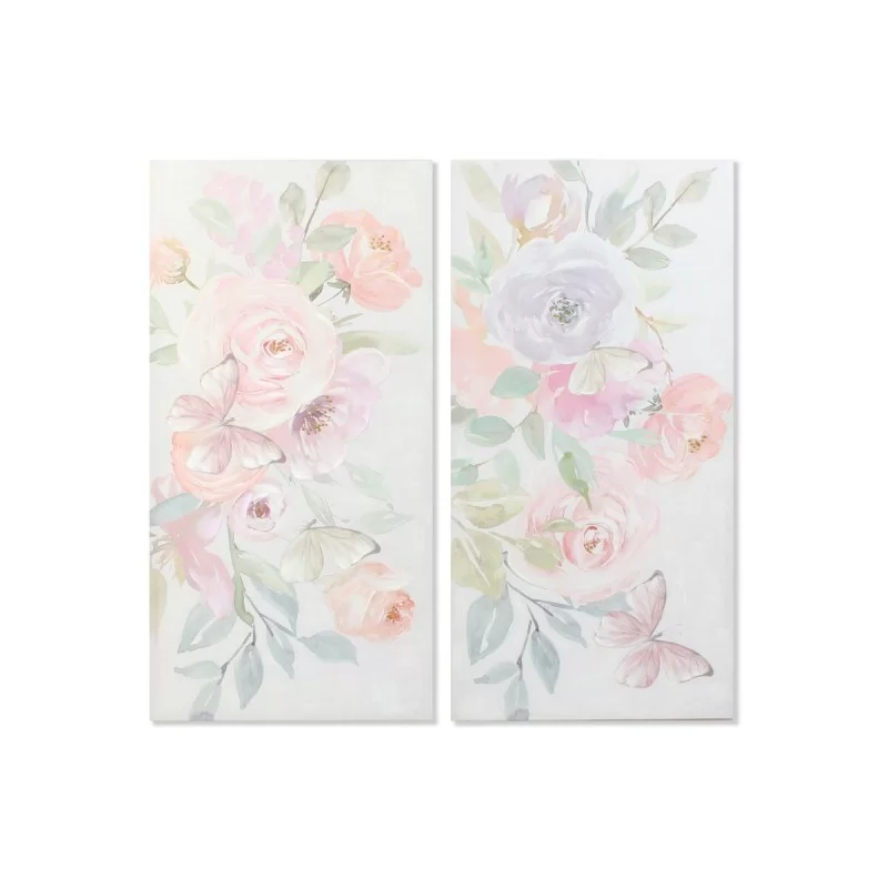 Painting DKD Home Decor 120 x 3 x 60 cm Flowers Shabby Chic (2 Units)