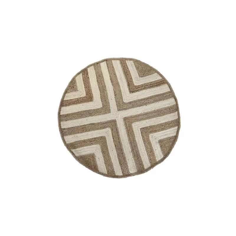 Carpet DKD Home Decor Scandi White Light brown Jute (120 x 120 x 1 cm)