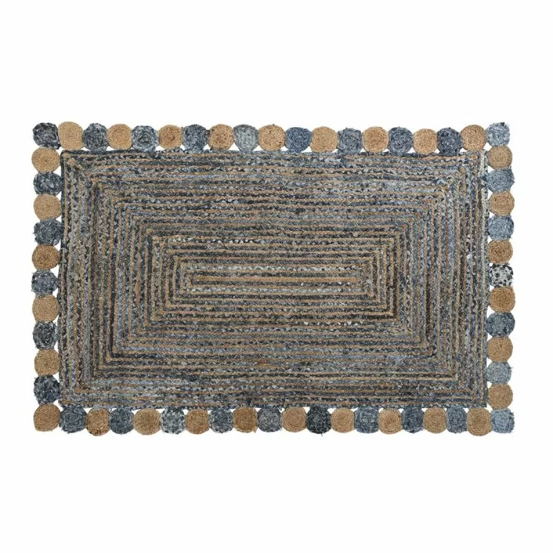 Carpet DKD Home Decor Blue Cotton Multicolour Indian Man Jute 160 x 230 x 1 cm