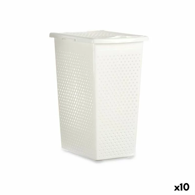 Laundry Basket White Plastic 38 L 27,5 x 49,5 x 38 cm (10 Units)