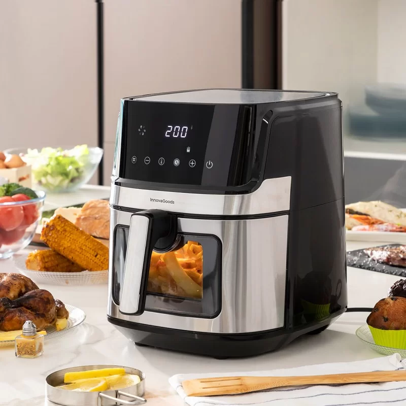 No-Oil Fryer InnovaGoods Fryinn View 6500 Black Stainless steel 1700 W 6,5 L