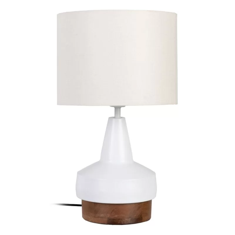 Desk lamp White Natural Cotton Wood Iron Mango wood 25 W 230 V 250 V 230-250 V 30 x 30 x 52 cm