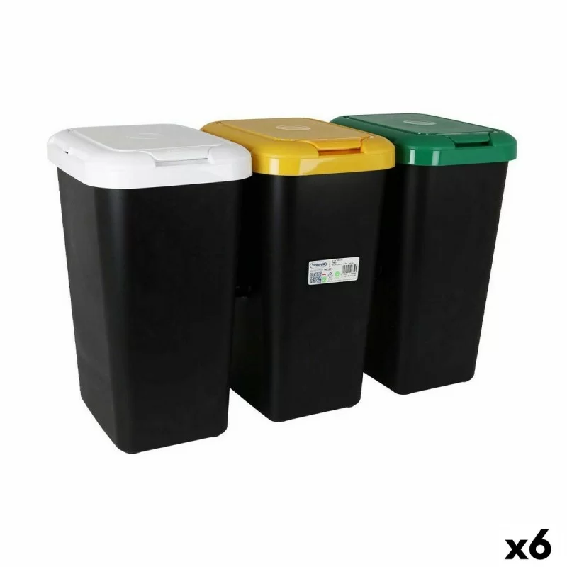 Recycling Waste Bin Tontarelli Yellow White Green (6 Units)