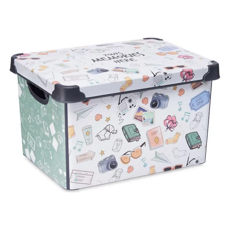 Storage Box with Lid Multicolour Metal Plastic 22 L (Refurbished A)