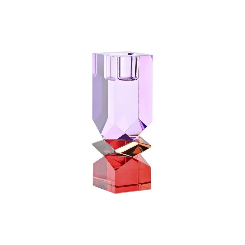 Candleholder DKD Home Decor Red Bicoloured Lilac Crystal 4 x 4 x 12 cm