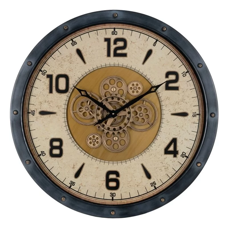 Wall Clock Black Golden Crystal Iron 72 x 9 x 72 cm (3 Units)