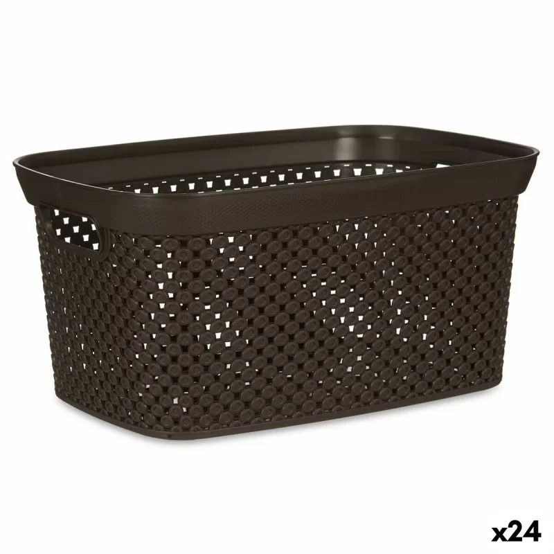Basket Organiser Brown Plastic 10 L (24 Units)