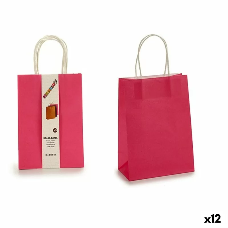 Set of Bags Pink Paper 8 x 31 x 15 cm (12 Units)