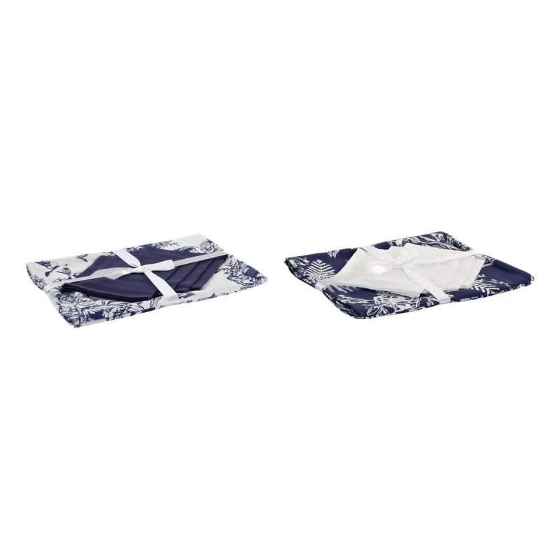 Tablecloth and napkins DKD Home Decor 8424001798797 White Navy Blue 150 x 150 x 0,5 cm (2 Units)