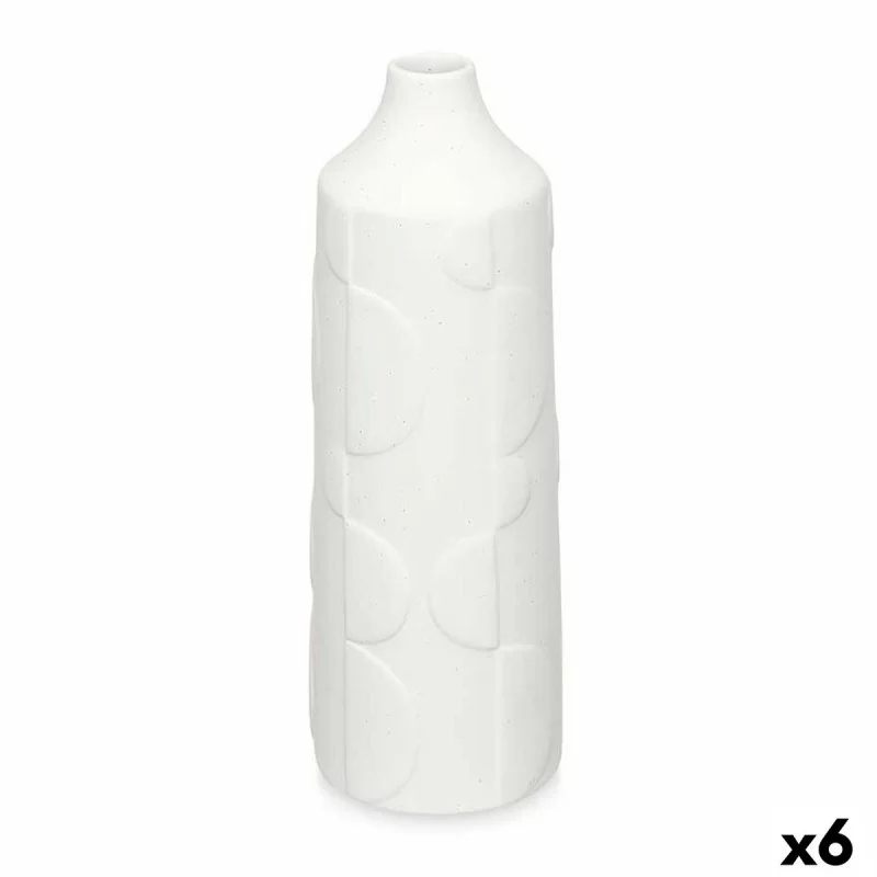 Vase White Dolomite 11 x 30 x 11 cm (6 Units) Circles