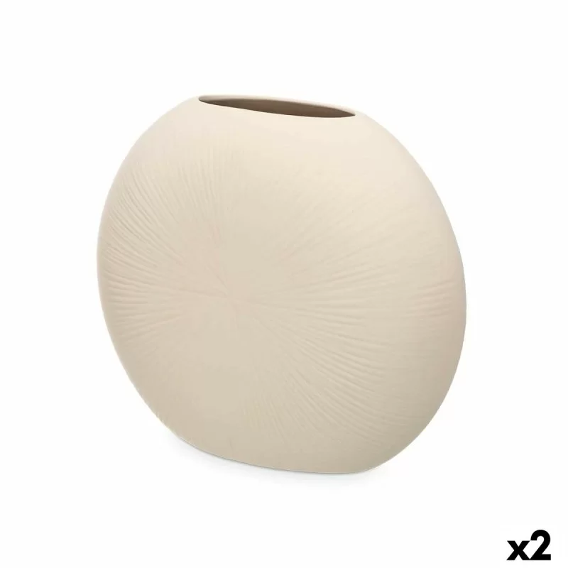 Vase Beige Ceramic 36 x 34 x 16 cm (2 Units) Circular