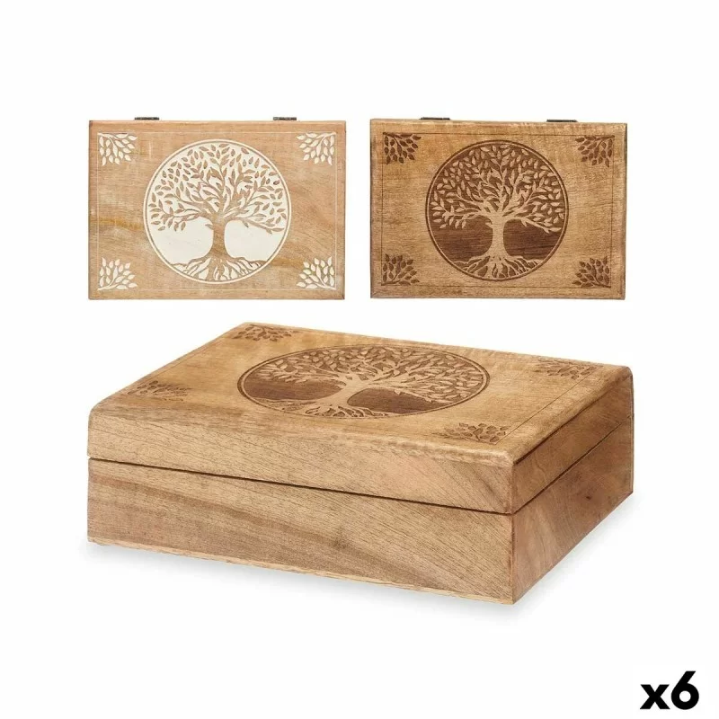 Decorative box Mango wood 25,5 x 8 x 17,4 cm (6 Units) Tree of Life