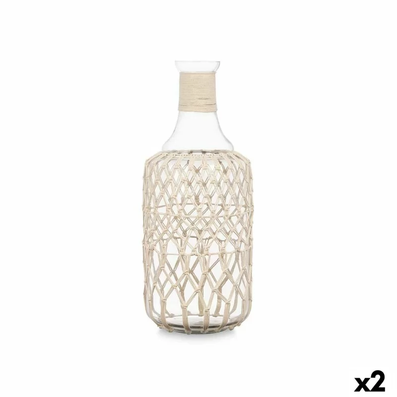 Bottle Decorative White Transparent Glass Rope 19 x 48 cm (2 Units)