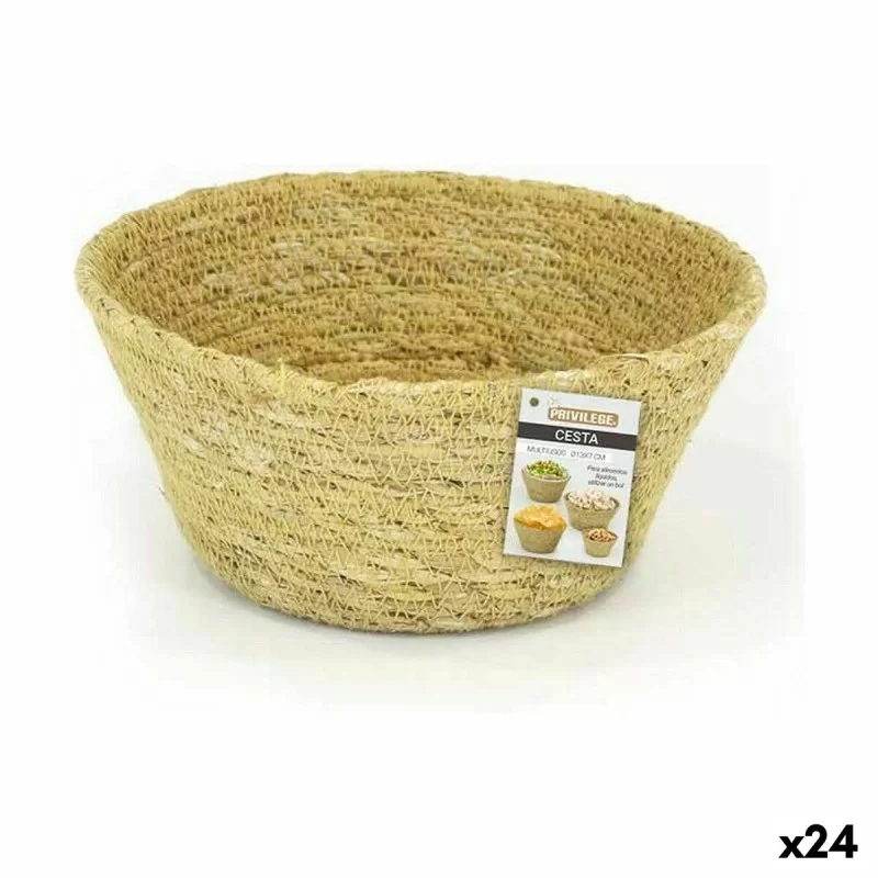 Multi-purpose basket Privilege Seagrass Circular 13 x 7 cm (24 Units)
