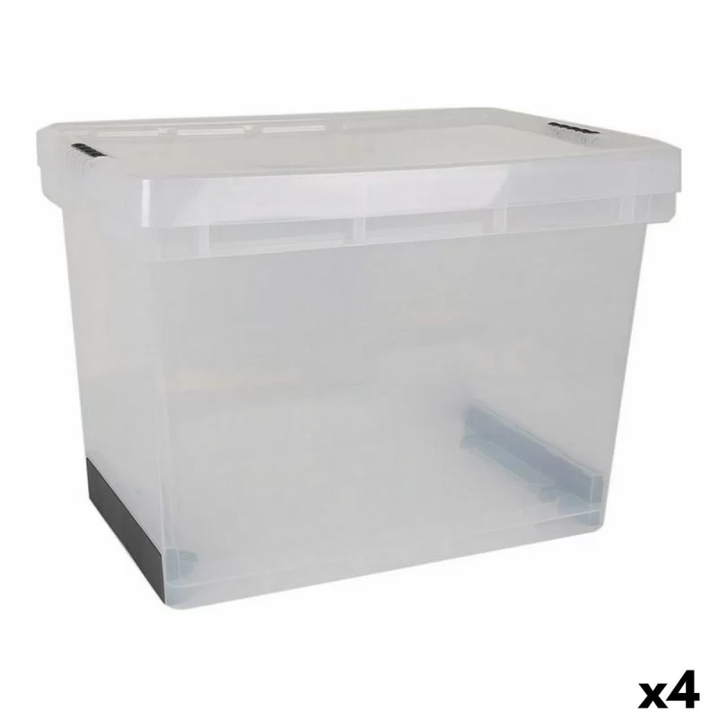 Storage Box with Lid Evolution Transparent 39 x 29 x 31 cm (4 Units) (40 x 30 x 30 cm)