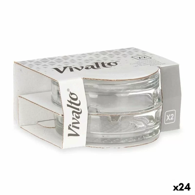 Ashtray Set Transparent Glass (24 Units)