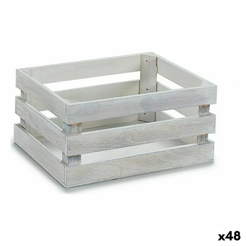 Decorative box White Aspen wood 22 x 9 x 13 cm (48 Units)