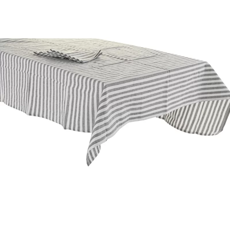 Tablecloth and napkins DKD Home Decor 150 x 150 x 0,5 cm Grey White Green