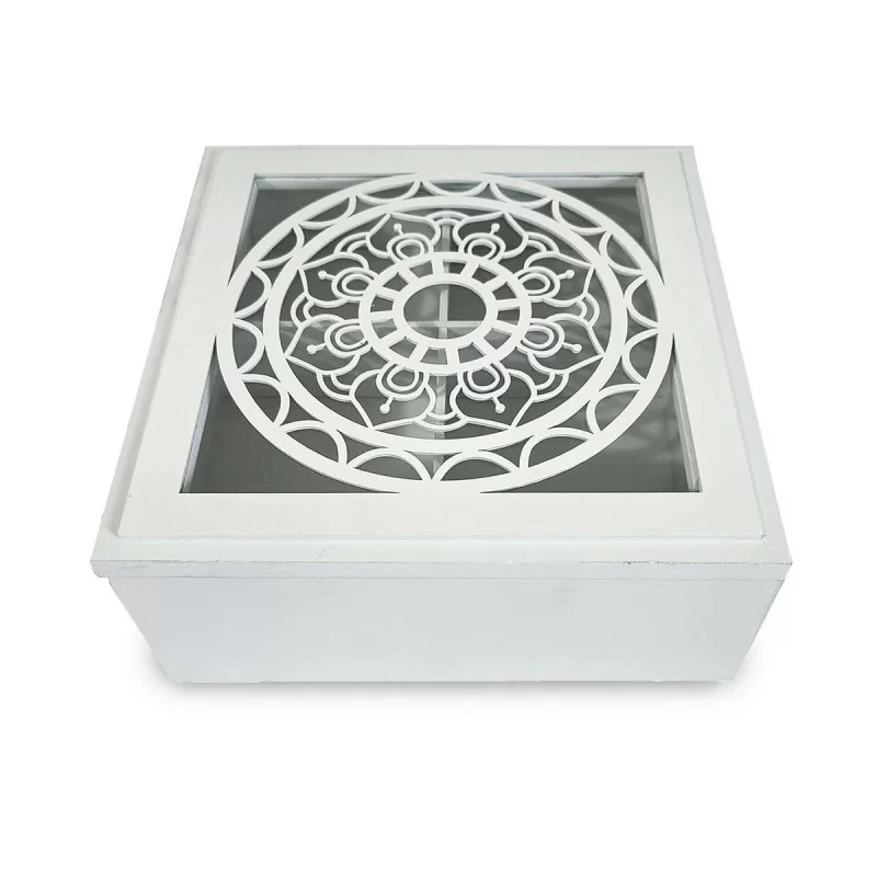 Decorative box Versa Mandala MDF Wood 20 x 8 x 20 cm