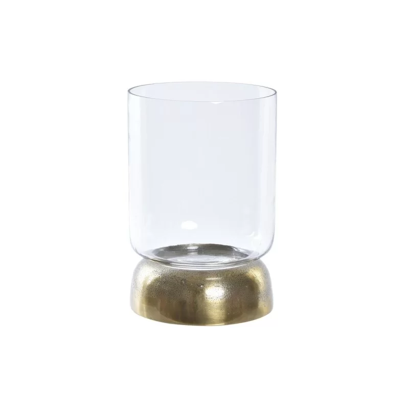 Candleholder DKD Home Decor Crystal Golden Aluminium 14 x 14 x 21 cm