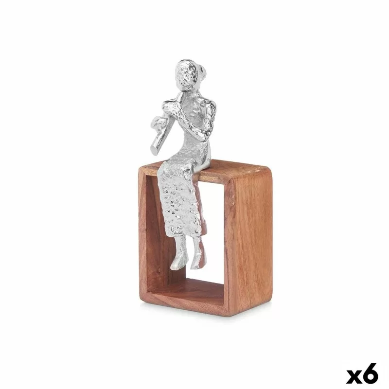 Decorative Figure Recorder Silver Wood Metal 13 x 27 x 13 cm