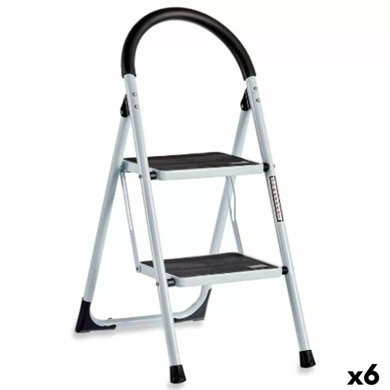Folding ladder White Black Grey Metal 38 x 50 x 84 cm (6 Units)