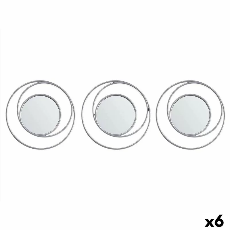 Mirror Set Circular Abstract Silver polypropylene 78 x 26 x 2,5 cm (6 Units)