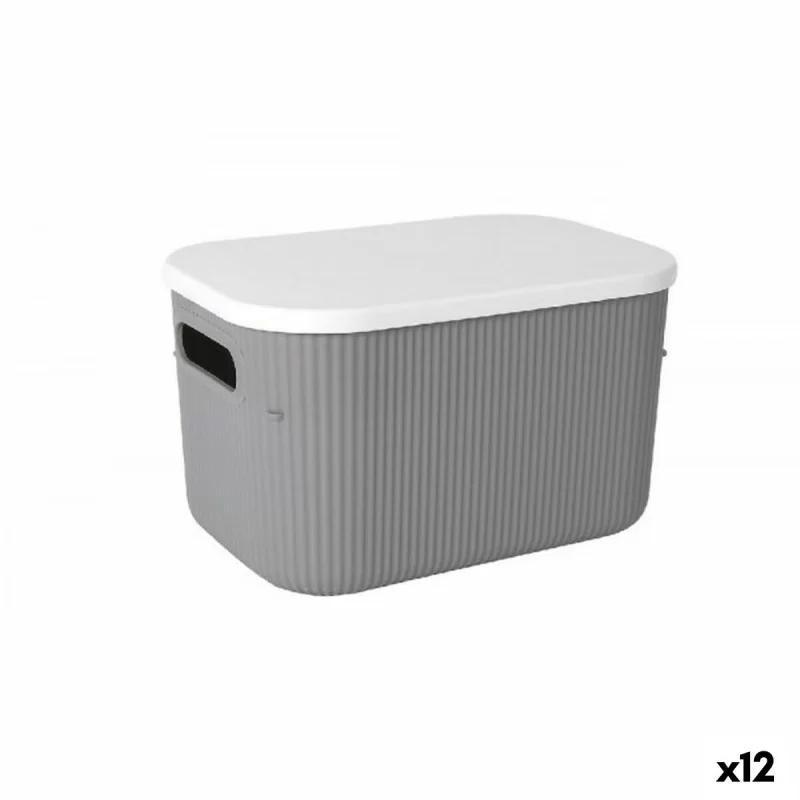 Storage boxes Lova With lid Plastic Grey 26,9 x 18,7 x 16,2 cm (12 Units)