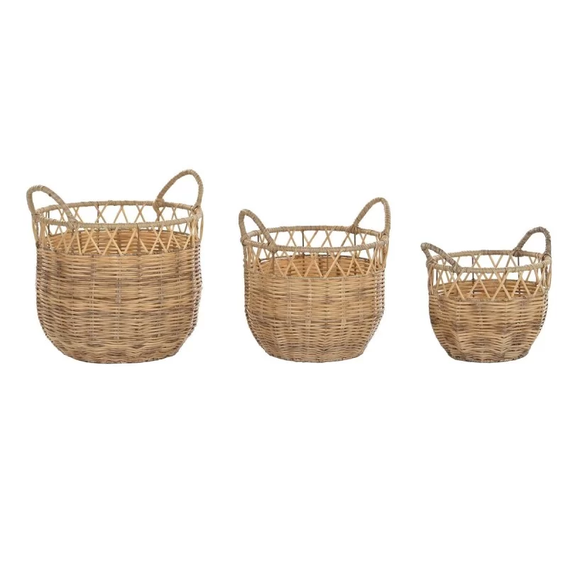Basket set DKD Home Decor Metal PE (3 Pieces) (35 x 35 x 30 cm)