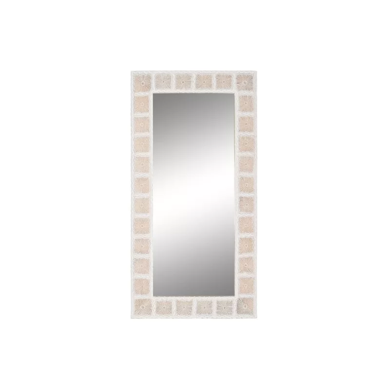 Wall mirror Home ESPRIT White Mango wood Indian Man Stripped 90 x 2,5 x 180 cm