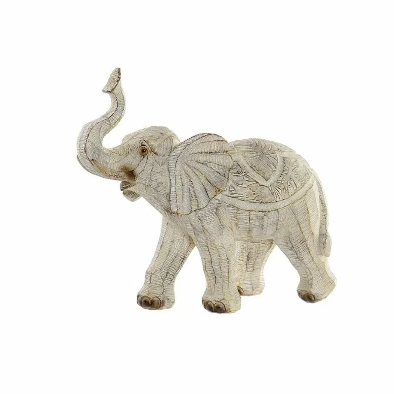 Decorative Figure DKD Home Decor 27 x 12 x 24,5 cm Elephant Beige Colonial Stripped