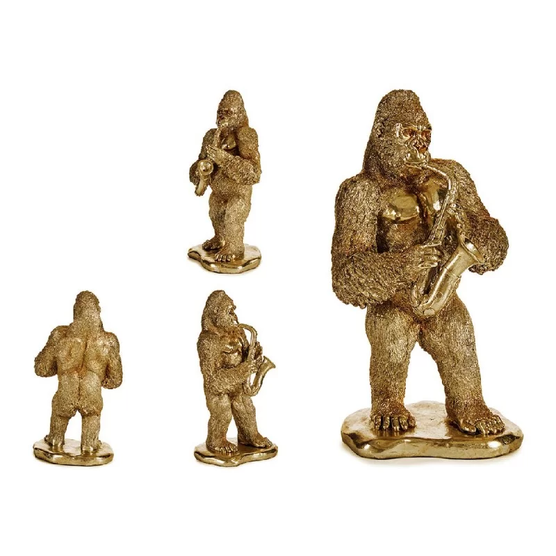 Decorative Figure Gorilla Saxophone Golden 18,5 x 38,8 x 22 cm