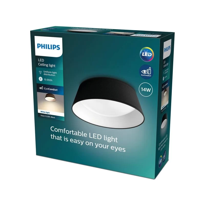 Ceiling Light Philips Plafón 14W Black Metal/Plastic (34 x 12 x 34 cm) (3000 K)