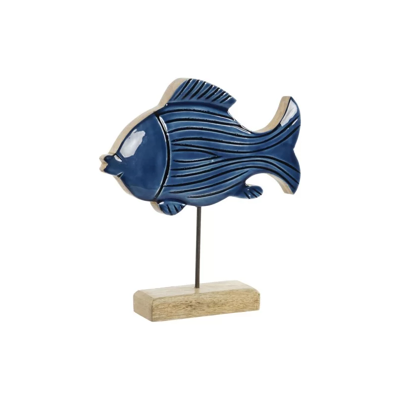 Decorative Figure Home ESPRIT Blue Natural Fish Mediterranean 23 x 5 x 25 cm