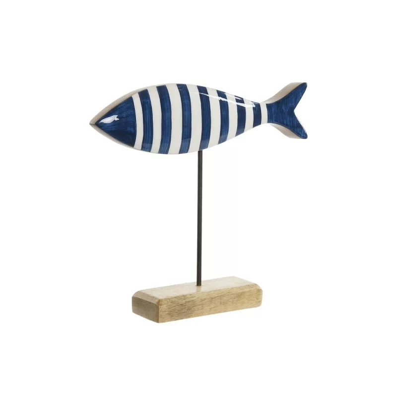 Decorative Figure Home ESPRIT Blue White Natural Fish Mediterranean 25 x 5 x 22 cm (2 Units)