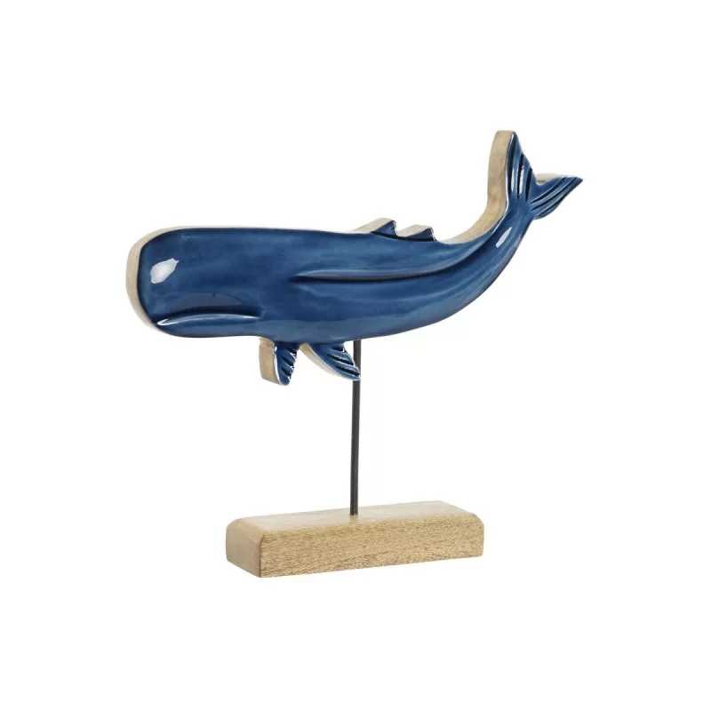Decorative Figure Home ESPRIT Blue Natural Whale 30 x 5 x 26 cm