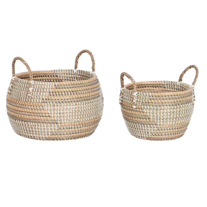 Basket set DKD Home Decor Tropical Seagrass 40 x 40 x 24 cm