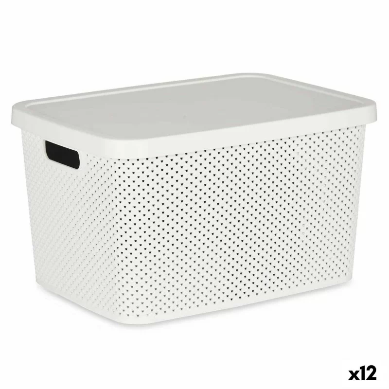 Storage Box with Lid White Plastic 19 L 28 x 22 x 39 cm (12 Units)