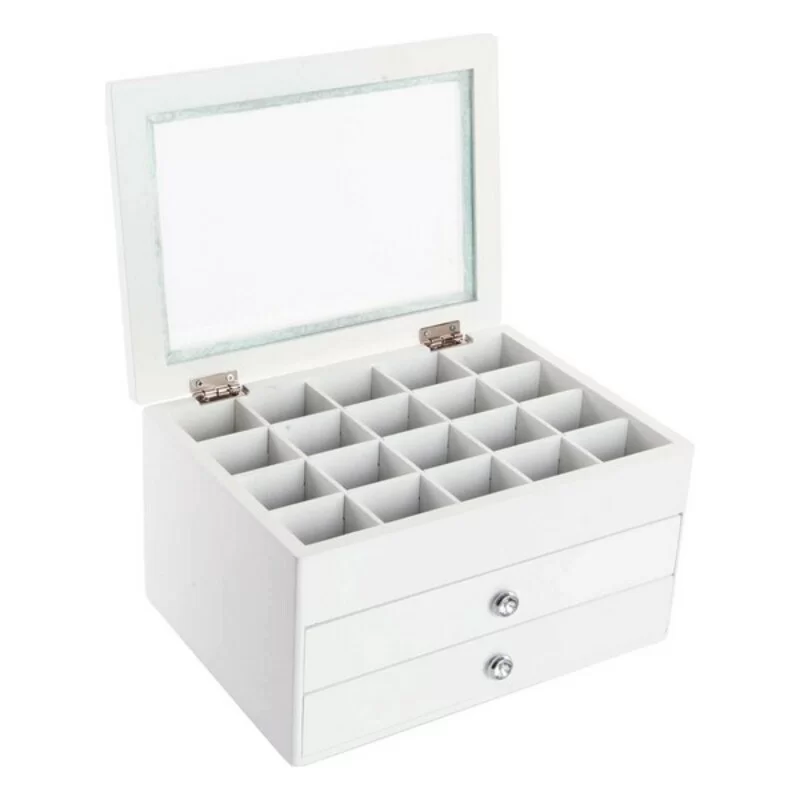 Jewelry box DKD Home Decor Crystal White MDF Wood 25 x 19 x 15 cm