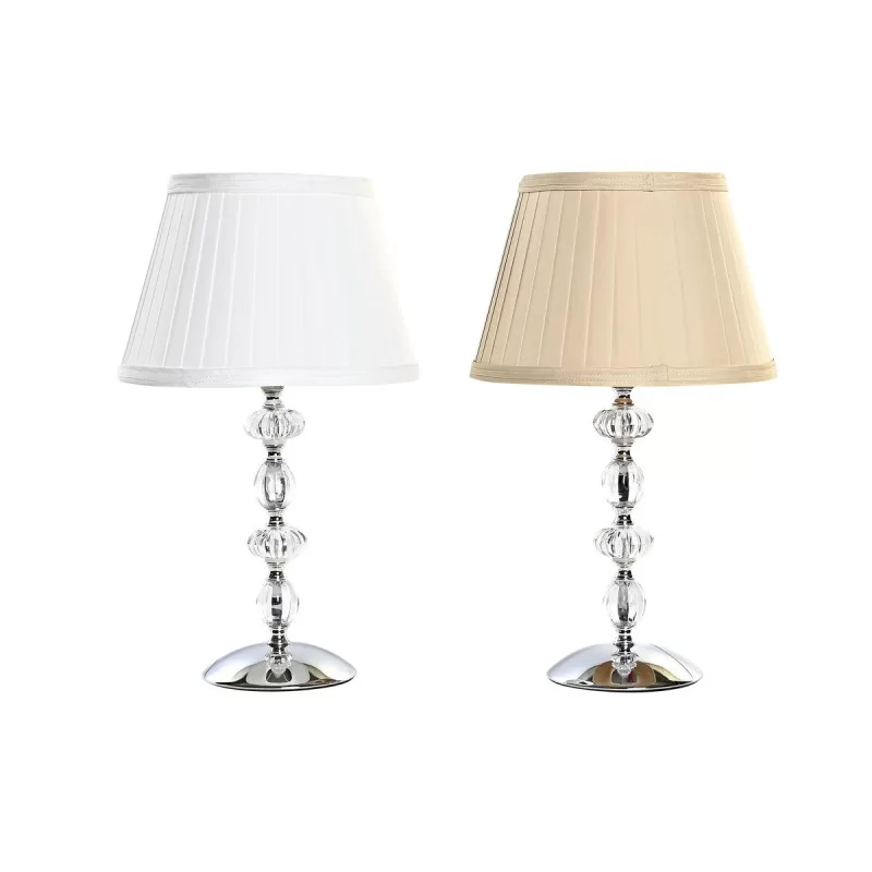 Desk lamp Home ESPRIT White Beige Metal Crystal 25 x 25 x 42 cm (2 Units)