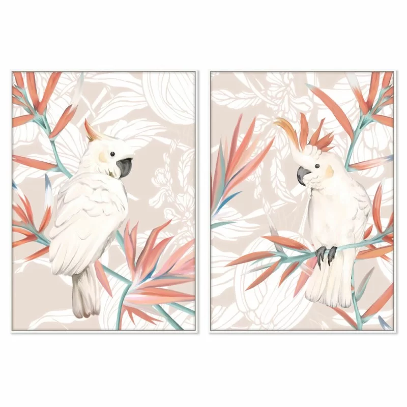 Painting DKD Home Decor 100 x 4 x 140 cm Parrot Tropical (2 Units)