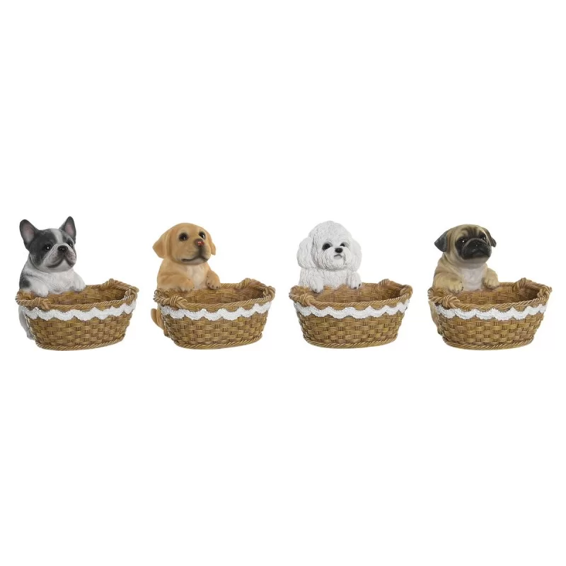 Decorative Figure DKD Home Decor Dog Basket 17,5 x 17,5 x 15 cm (4 Units)