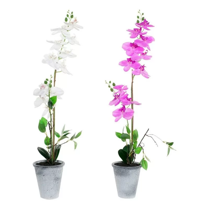 Decorative Plant DKD Home Decor 8424001819430 21 x 21 x 82 cm Lilac White Orchid (2 Units)