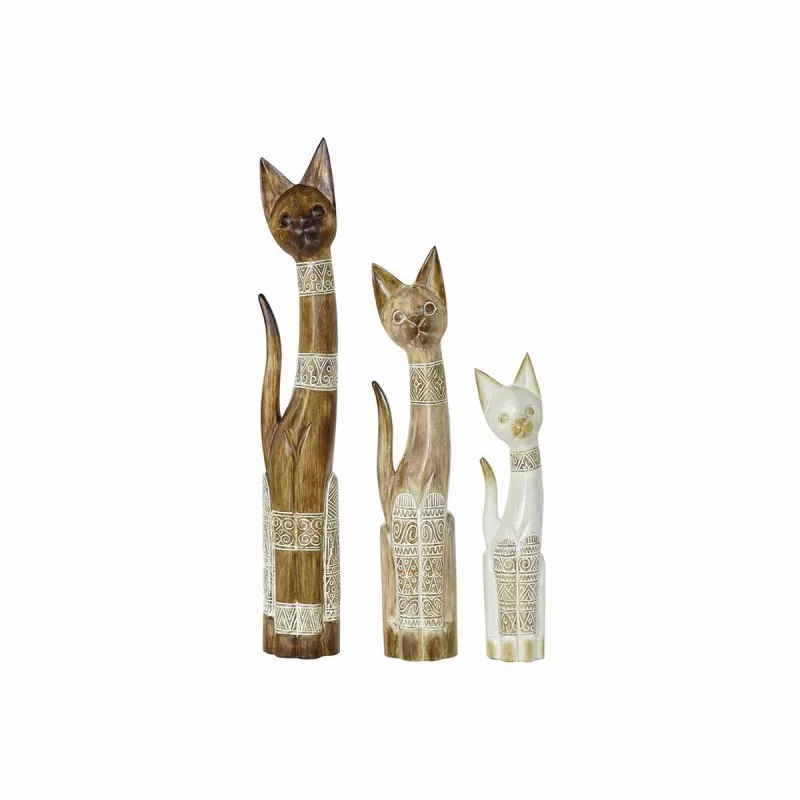 Decorative Figure DKD Home Decor 8424001848201 16 x 7,5 x 100 cm 15,5 x 7 x 99,5 cm Natural Beige White 80 cm Cats