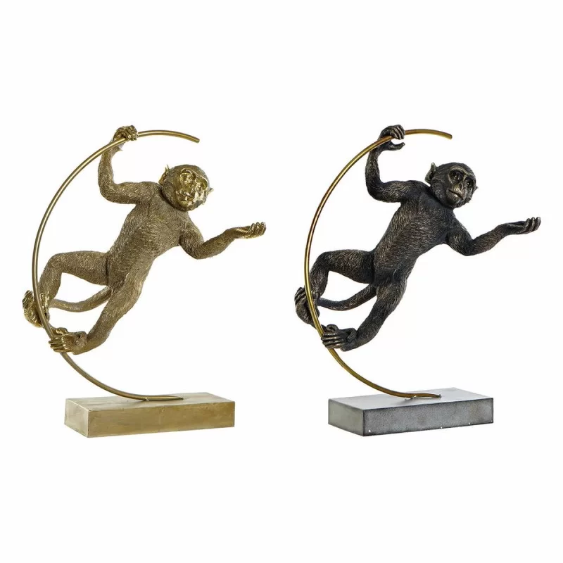 Decorative Figure DKD Home Decor 33 x 25 x 48 cm Black Golden Monkey Modern (2 Units)