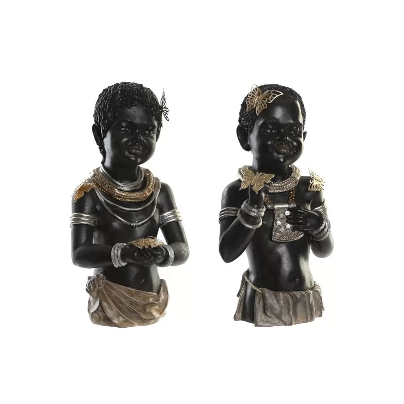 Decorative Figure DKD Home Decor 20,5 x 18 x 35 cm Black Colonial African Woman (2 Units)