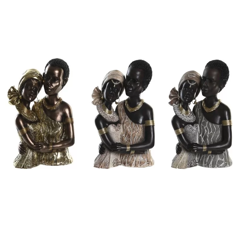 Decorative Figure DKD Home Decor 20 x 14,5 x 33 cm Beige Golden Brown Colonial African Woman (3 Pieces)